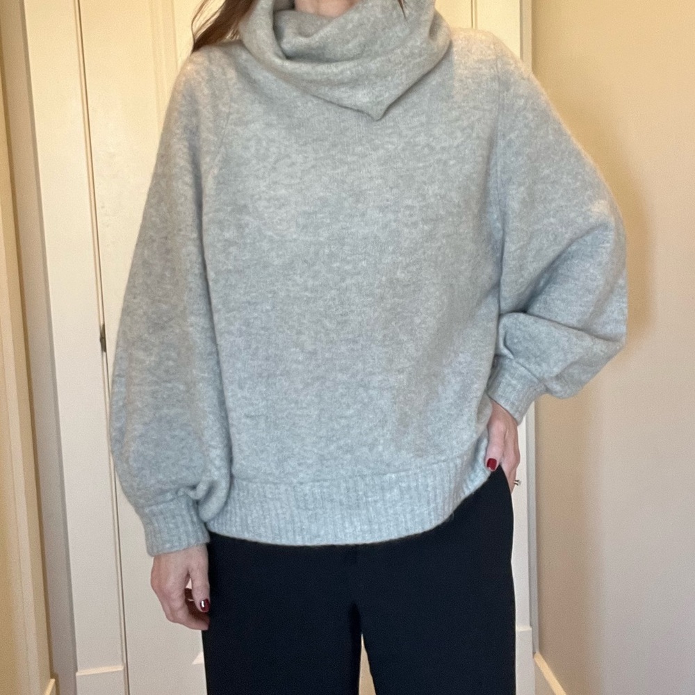 Aritzia Babaton Light Gray Cowl Neck Mohair and Wool Sweater - Picture 6 of 10